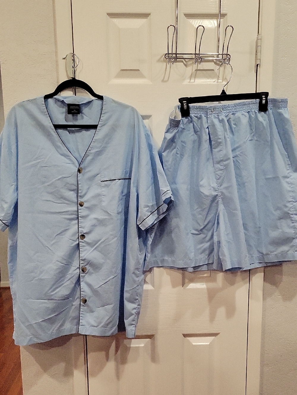 Mens Light Blue Short-Sleeve/ Shorts Pajama Set